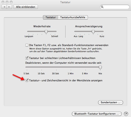 Apple Tastenbelegungen